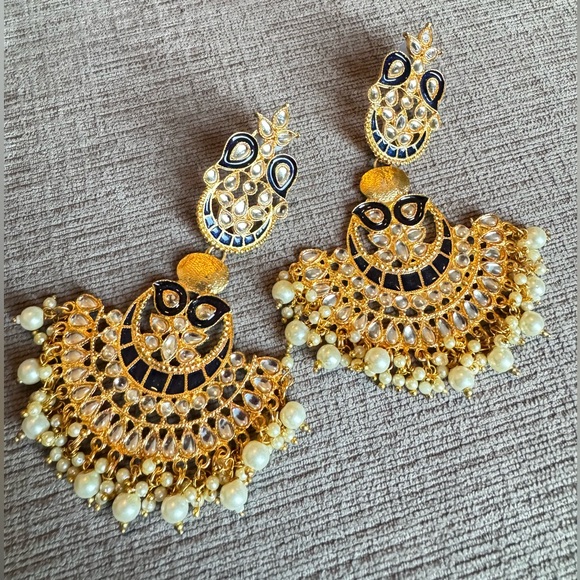 Jewelry - PEARL DROP MENA KARI INDIAN EARRINGS